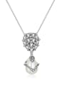 thumb Copper inlaid zircon synthetic pearl flower necklace 0
