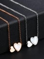 thumb Simple Double Heart Shell Titanium Necklace 2