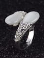 thumb Elegant White Opal Rhinestones Alloy Ring 2