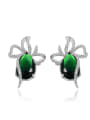 thumb Exaggerated Green Geometric Shaped Zircon Stud Earrings 0