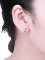 thumb Gold Plated Flower Zircon Earrings 1