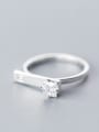 thumb Women Fashion Square Shaped Rhinestone S925 Silver Ring 2