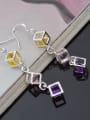 thumb Colorful Square Shaped Zircons Fashion Drop Earrings 2