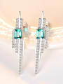 thumb Sterling silver emerald inlaid zircon geometric free size earring 0