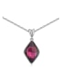 thumb Simple Rhombus austrian Crystal Pendant Alloy Necklace 0