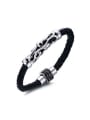 thumb Personality Hollow Flower Shaped Artificial Leather Band Bracelet 0