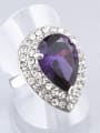 thumb Personalized Exaggerated Water Drop Purple Zircon White Rhinestones Ring 0