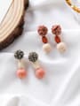 thumb Alloy With  Plush Flower  Simplistic  Wool Ball  Drop Earrings 0