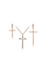 thumb Exquisite Rose Gold Plated Austria Crystal Cross Two Pieces Jewelry Set 0