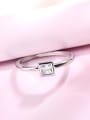 thumb Simply White Gold Plated Rhinestone Square Shaped Ring 3