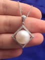 thumb Freshwater Pearl Hollow Square Necklace 1