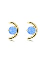 thumb Simple Moon Opal Stone Stud Earrings 0