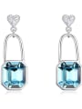thumb Personalized Heart Lock austrian Crystals Alloy Earrings 3