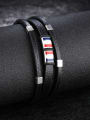 thumb Multi-band Black Artificial Leather Titanium Bracelet 2