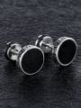 thumb Fashion Tiny Black Round Titanium Stud Earrings 2