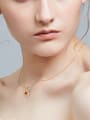 thumb Fashion Rotational Red austrian Crystal Flowery Pendant Copper Necklace 1