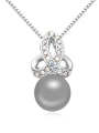 thumb Simple Imitation Pearl Crystals-studded Flowery Alloy Necklace 1