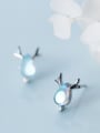 thumb 925 Sterling Silver With Silver Plated Cute Christmas elk Stud Earrings 0