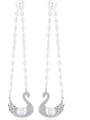 thumb Copper With White Gold Plated Fashion Swan Chandelier Earrings 0