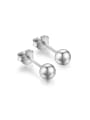 thumb Simple 925 Sterling Silver Platinum Plated Bead Stud Earrings 0