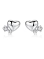 thumb 925 Sterling Silver WithCubic Zirconia Cute Heart Stud Earrings 0