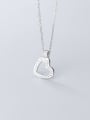 thumb 925 Sterling Silver With Platinum Plated Simplistic Hollow Heart Necklaces 3