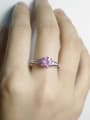 thumb Exquisite Pink Cubic Zircon Copper Ring 1