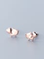 thumb 925 Sterling Silver With Rose Gold Plated Cute Fox Stud Earrings 1