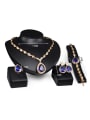 thumb Alloy Imitation-gold Plated Vintage style Sapphire and CZ Four Pieces Jewelry Set 1