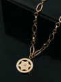 thumb Round Star Pattern Small Pendant Color Plated Necklace 2