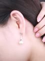 thumb Colorful Pearl Platinum Plated Round Shaped Stud Earrings 3