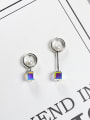 thumb Simple Cubic Crystals Tiny Imitation Peals Hollow Round 925 Silver Stud Earrigns 0