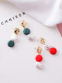 thumb Alloy With Gold Plated Bohemia  Imitation Pearl Oval Earrings 0