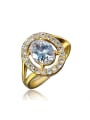 thumb Trendy 18K Gold Plated Oval Shaped Zircon Ring 0