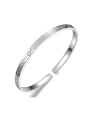 thumb 999 Silver Flowery Patterns-etched Polishing Opening Bangle 0