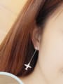 thumb Personalized Tiny Zirconias Plane 925 Silver Drop Earrings 1