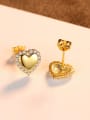 thumb 925 Sterling Silver With Cubic Zirconia Simplistic Heart Stud Earrings 3