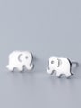 thumb 925 Sterling Silver With Silver Plated Cute Elephant Stud Earrings 1