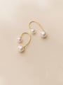 thumb 925 Sterling Silver With Gold Plated Simplistic Irregular Hook Earrings 0