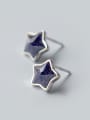 thumb S925 silver purple agate stars stud earrrings 2