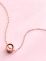 thumb Pure silver simple round rose gold synthetic pearl collarbone chain 0