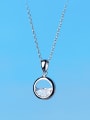thumb Fresh Round Shaped S925 Silver Zircon Necklace 0