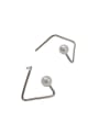 thumb Simple Artificial Pearl Hollow Opening Triangle Silver Stud Earrings 0