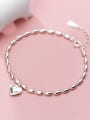thumb 925 Sterling Silver With Platinum Plated Simplistic Smooth Heart Bracelets 0