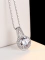 thumb Sterling Silver classic round 3A Zircon Necklace 0