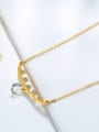 thumb Fashionable Gold Plated Geometric Shaped Zircon Necklace 1