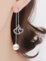 thumb Fashion Imitation Pearl Zirconias Heart Line Earrings 1