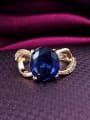 thumb Blue 18K Gold Plated Oval Shaped Zircon Ring 2