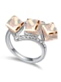 thumb Simple Cubic Three austrian Crystals Alloy Ring 2