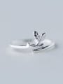 thumb All-match Open Design Leaf Shaped S925 Silver Ring 1